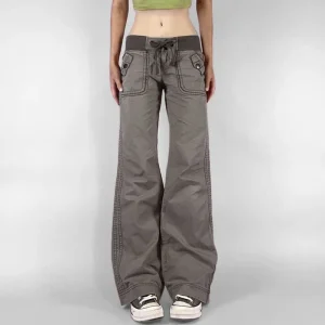 Retro Lace-up Low Rise Pants